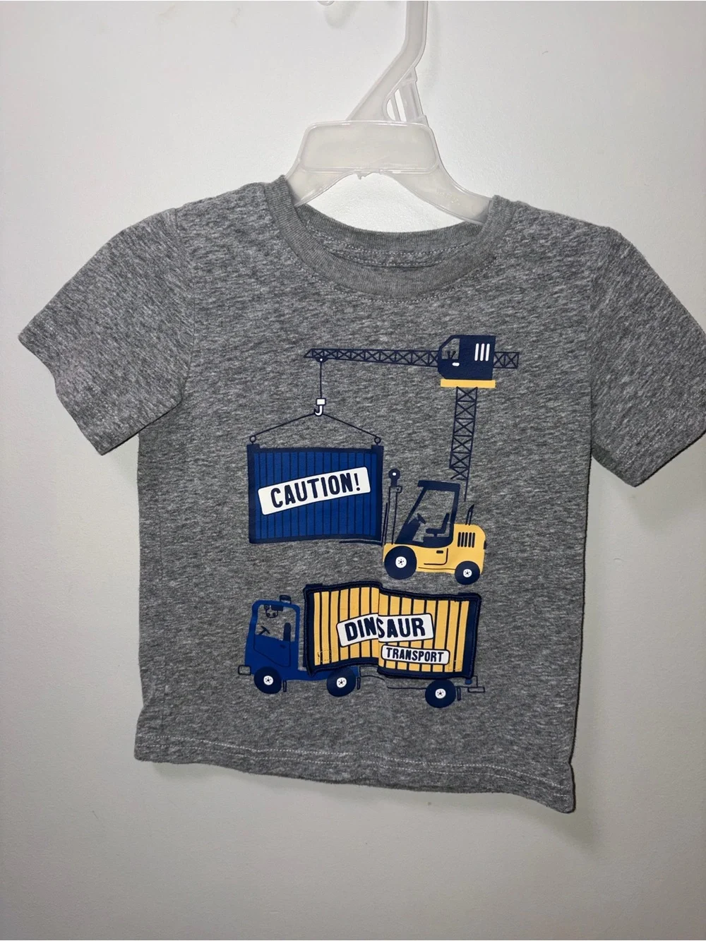 Carters Gray‎ Short Sleeve Dinosaur Truck Graphic Tee Boys 24M